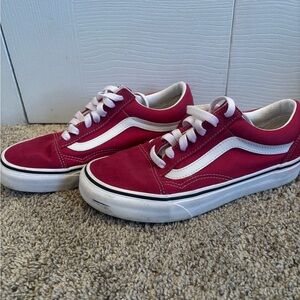 Vans Old Skool Low Top Sneakers in Red and White